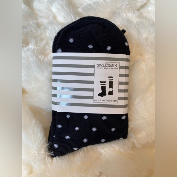 🌀FUN🔆SOCKS✳️Classic Crew Ruffle Trim Black & White Polka Dot 🌀 - Picture 8 of 11